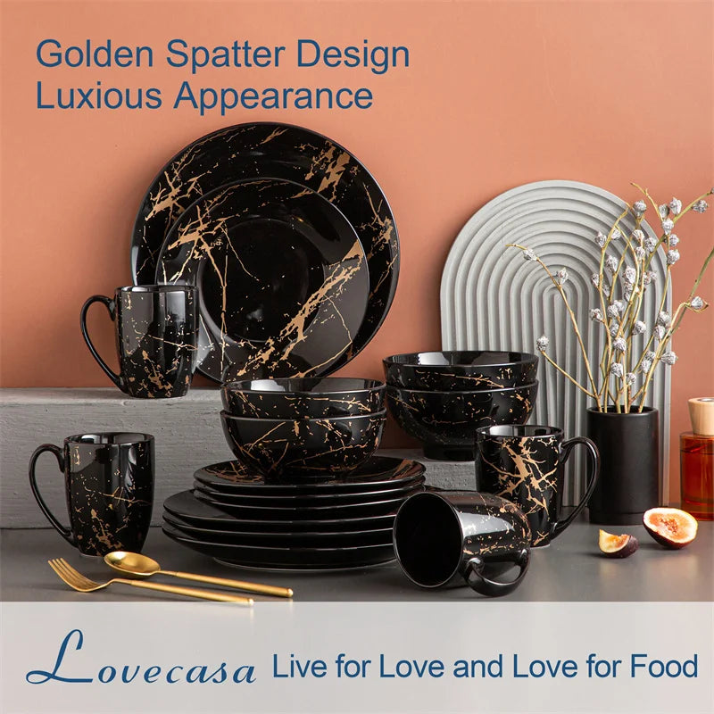 Porcelain Dinnerware Set With Splash Design