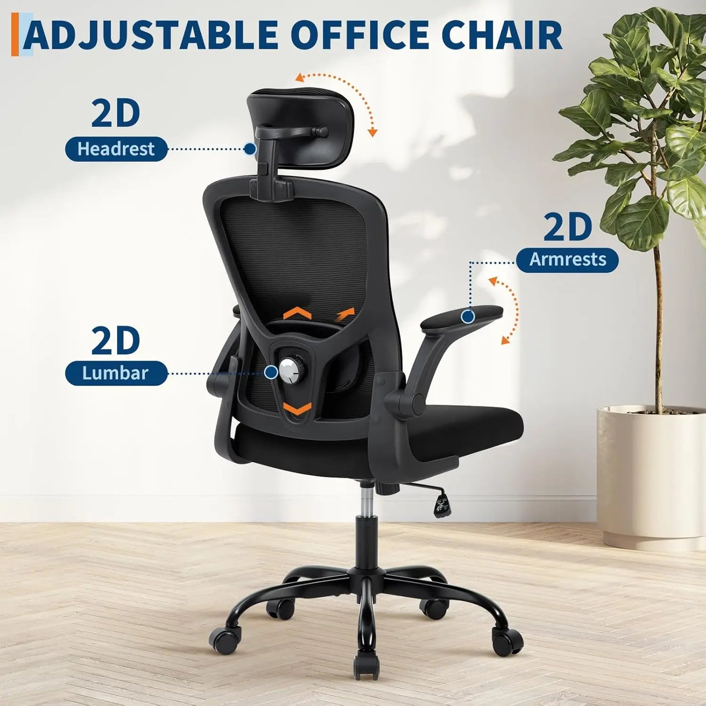 HobbyLane Ergonomic High-Back Mesh Office Chair with Headrest Lumbar Support