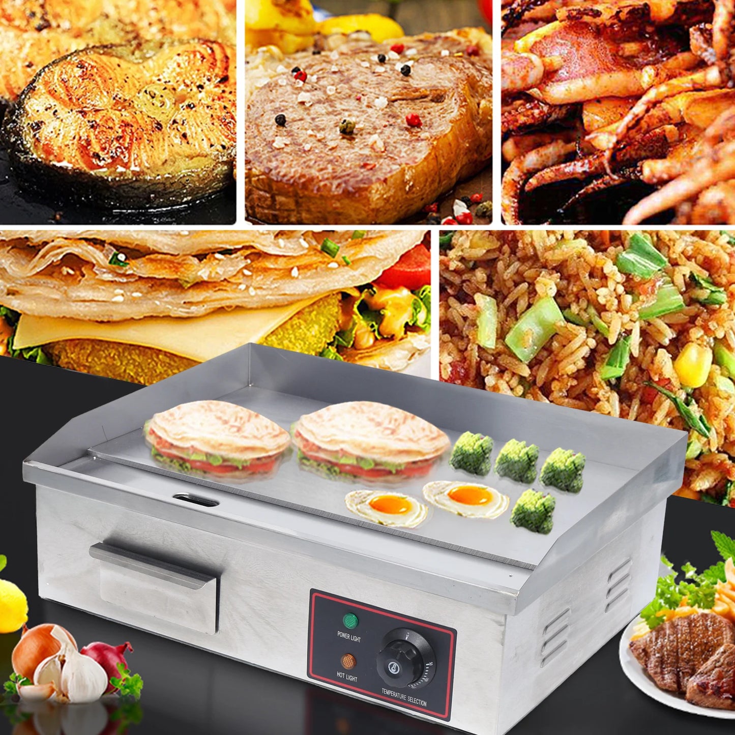 Commercial Electric Flat Top Griddle Stainless Steel Countertop