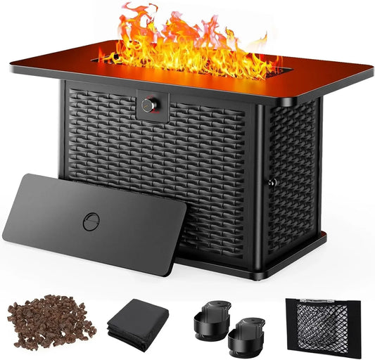Propane Fire Pit Table 60,000 BTU With Cup Holders