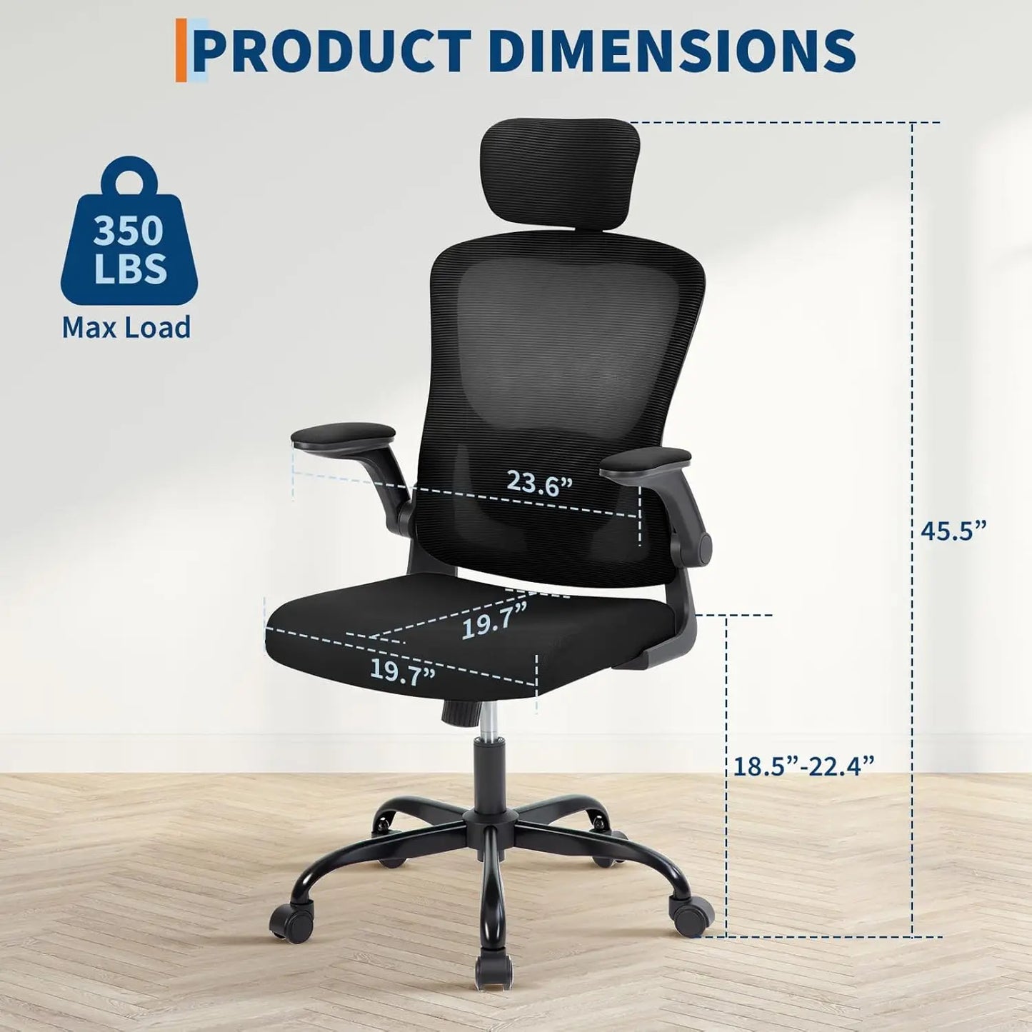 HobbyLane Ergonomic High-Back Mesh Office Chair with Headrest Lumbar Support
