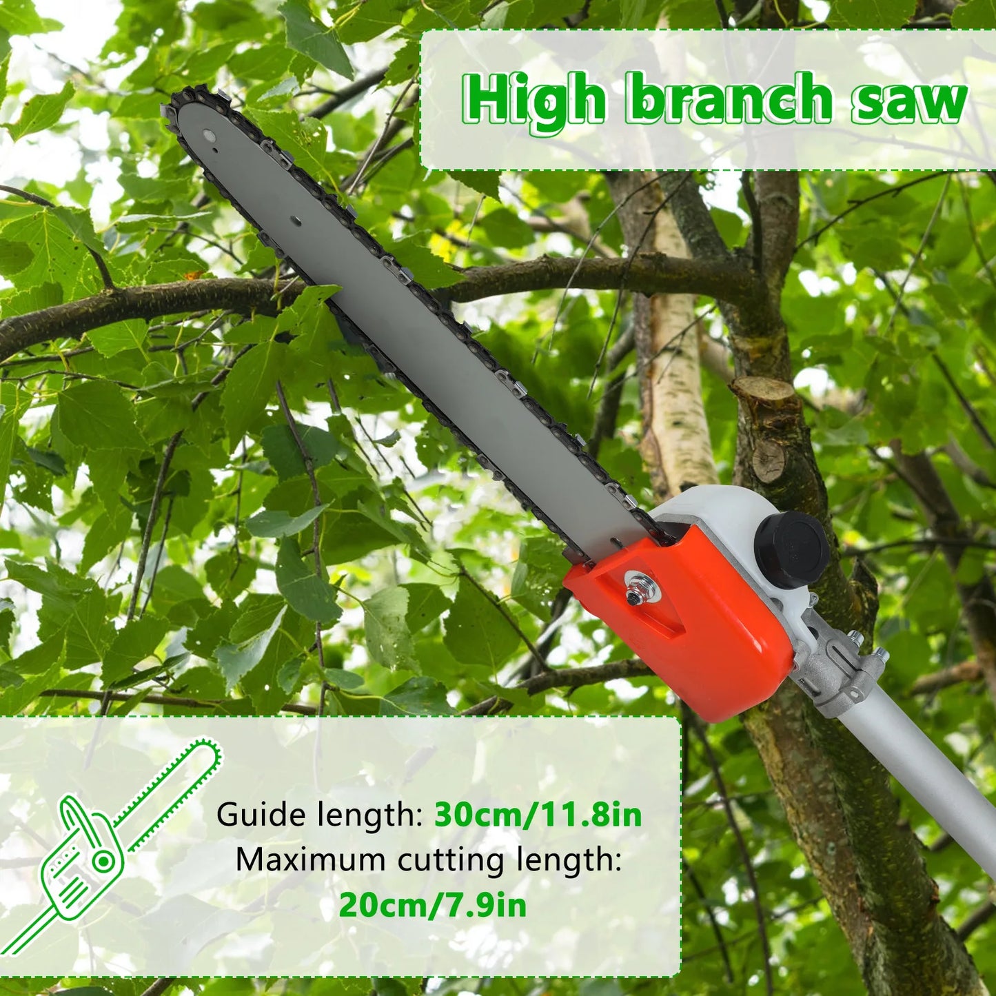 Gas Powered 8-In-1 Yard Tool Kit 52cc Hedge Trimmer Chainsaw