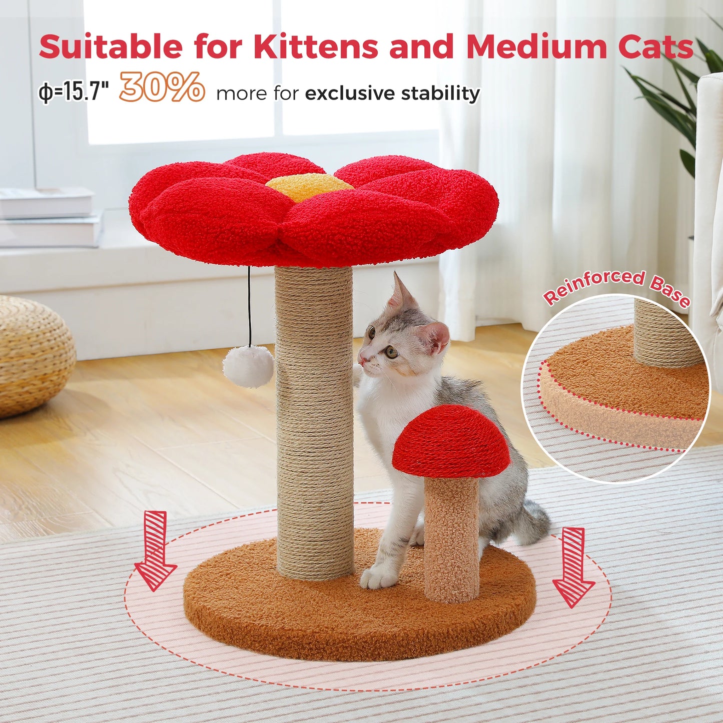PAWZ Road Mushroom Cat Scratcher With Removable Flower Bed And Ball