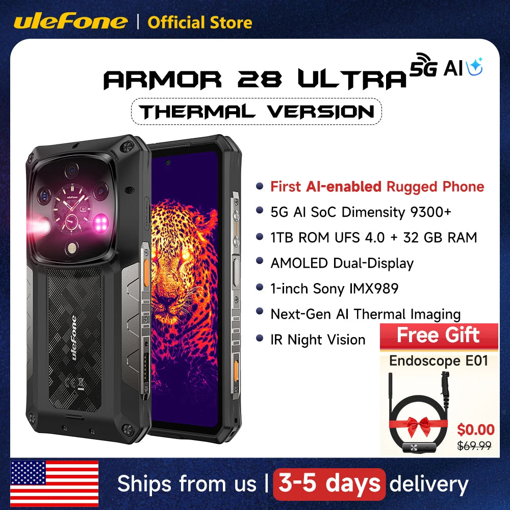 ULEFONE Armor 28 Ultra 5G AI Thermal Imaging Rugged Phone