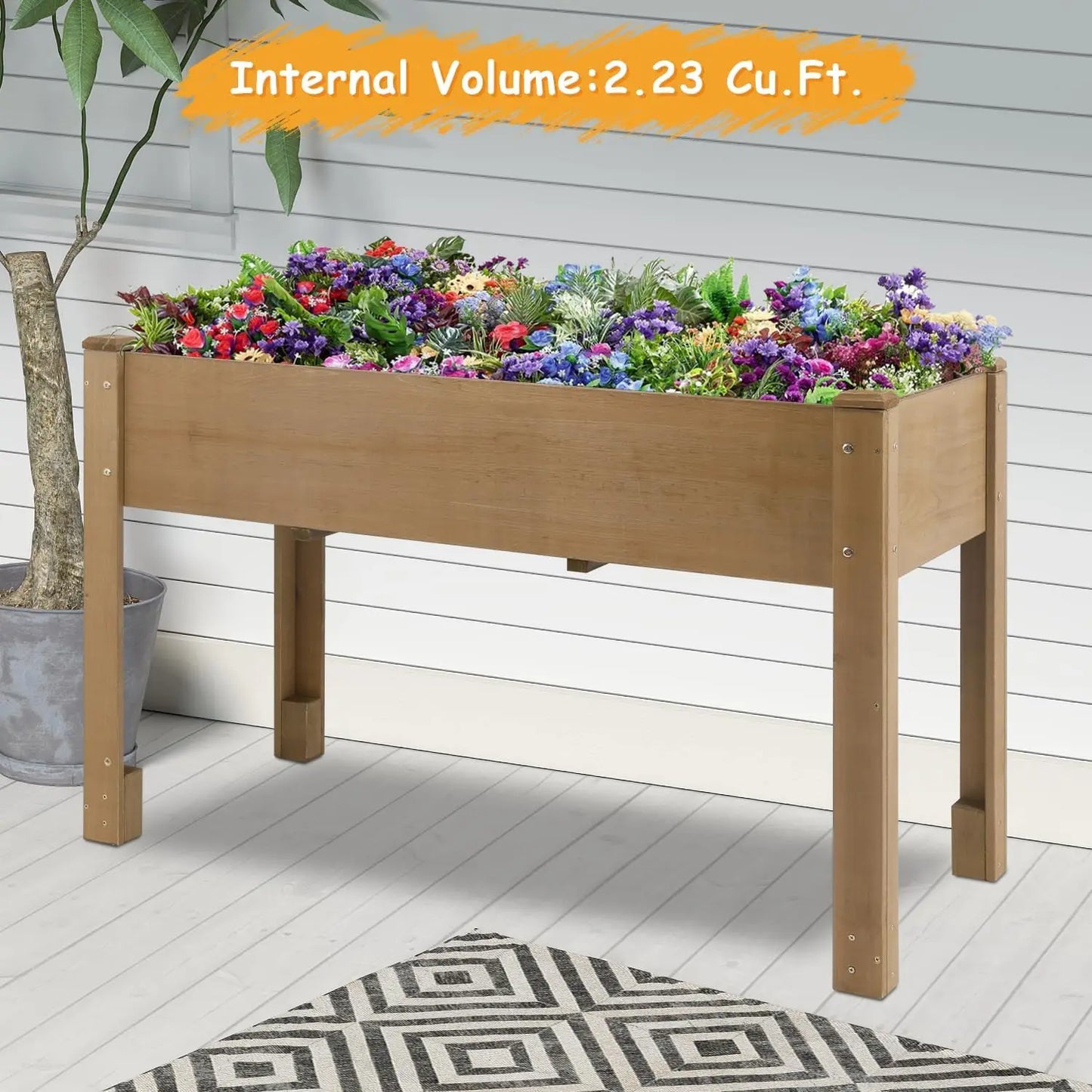 PetsCosset Raised Garden Bed Wooden Planter Box With Legs