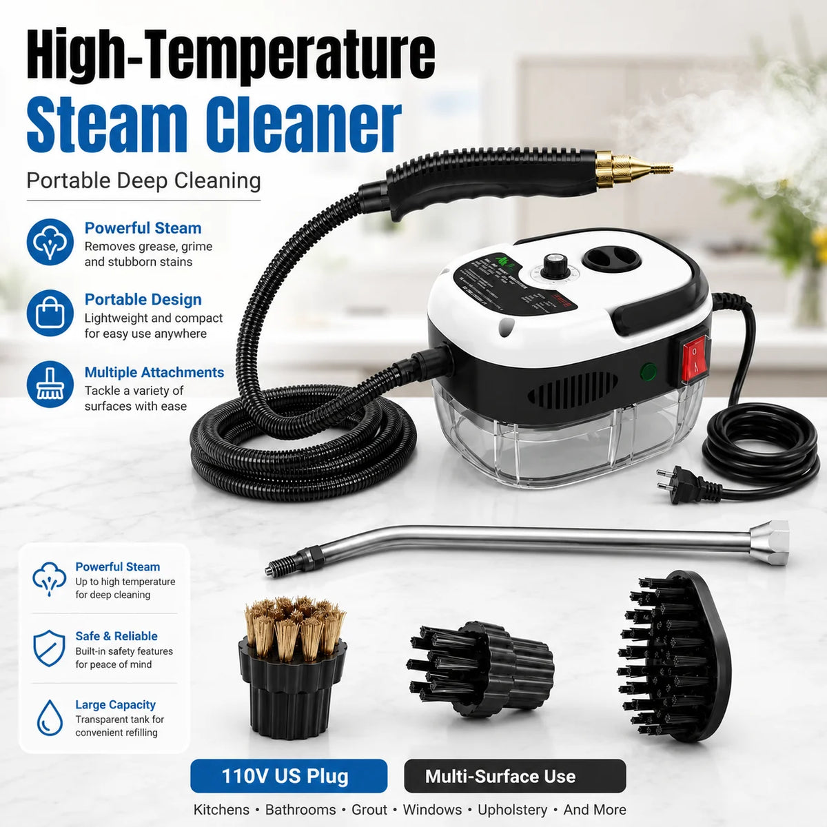 Portable High Pressure Steam Cleaner With Multi Nozzles For Car