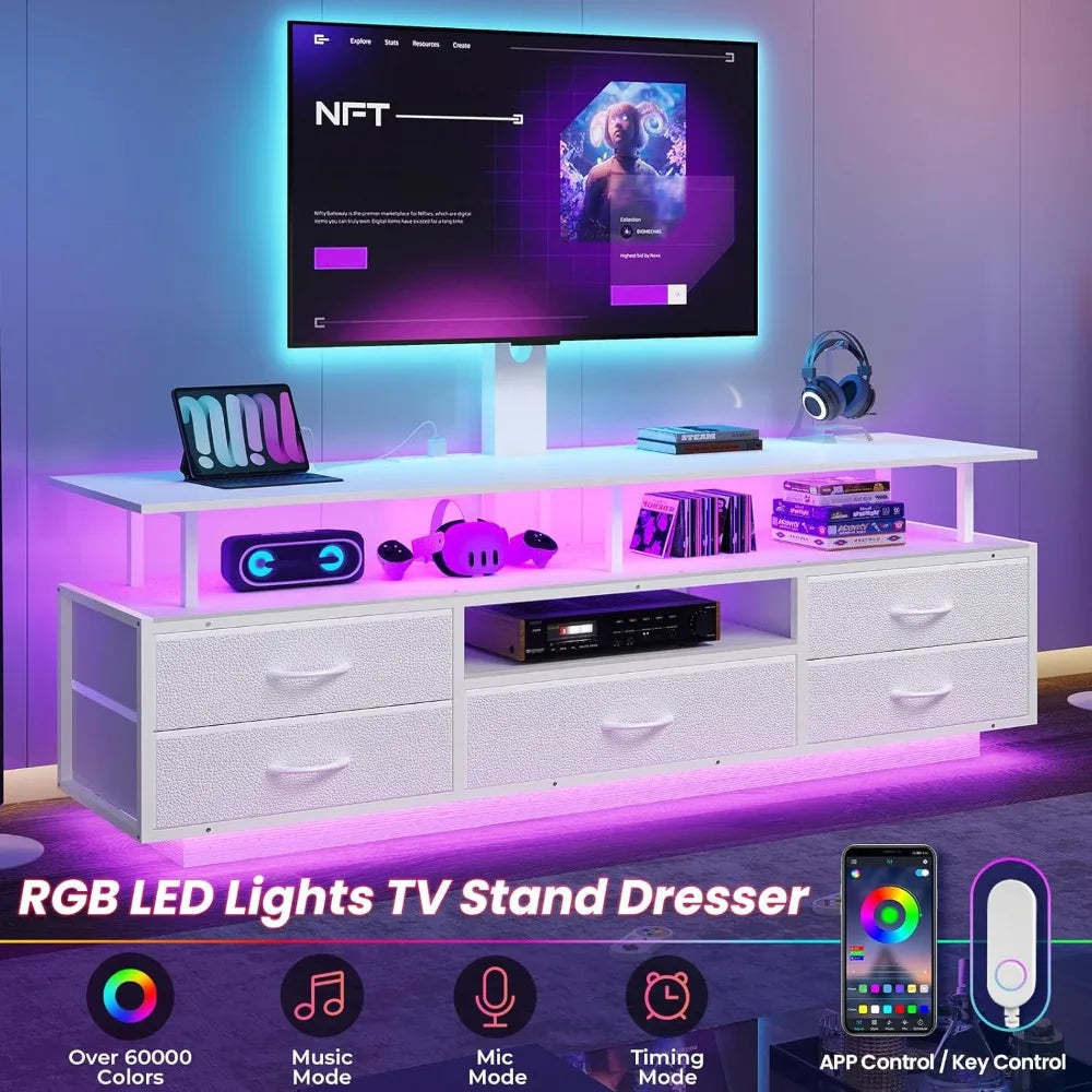 TV Stand With Mount Storage And Smart LED Lighting