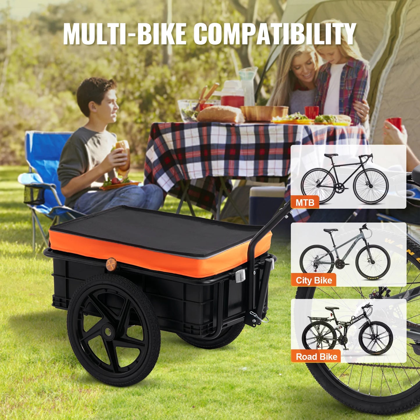 SucceBuy Foldable Bike Cargo Trailer with Reflectors for Bicycle Wagon