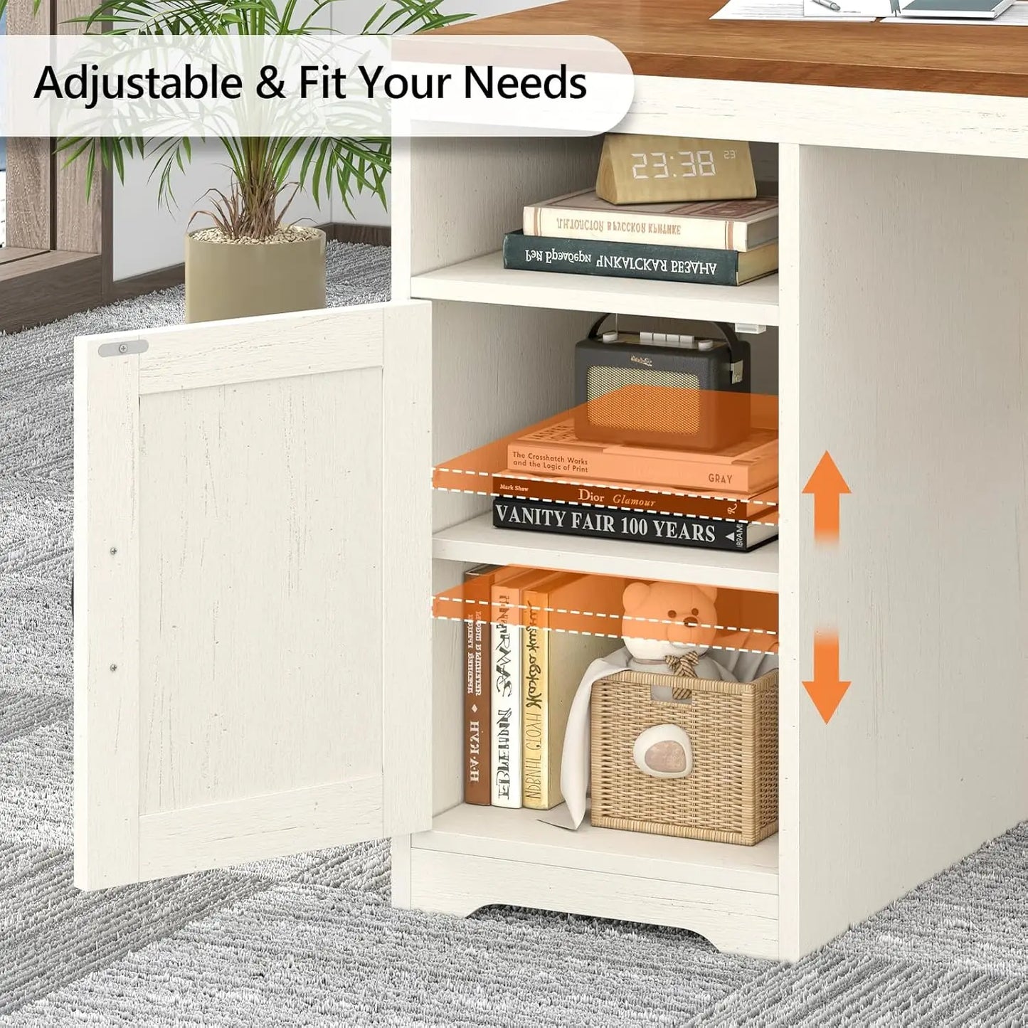 MOYU Farmhouse Computer Desk With Drawers And Printer Stand