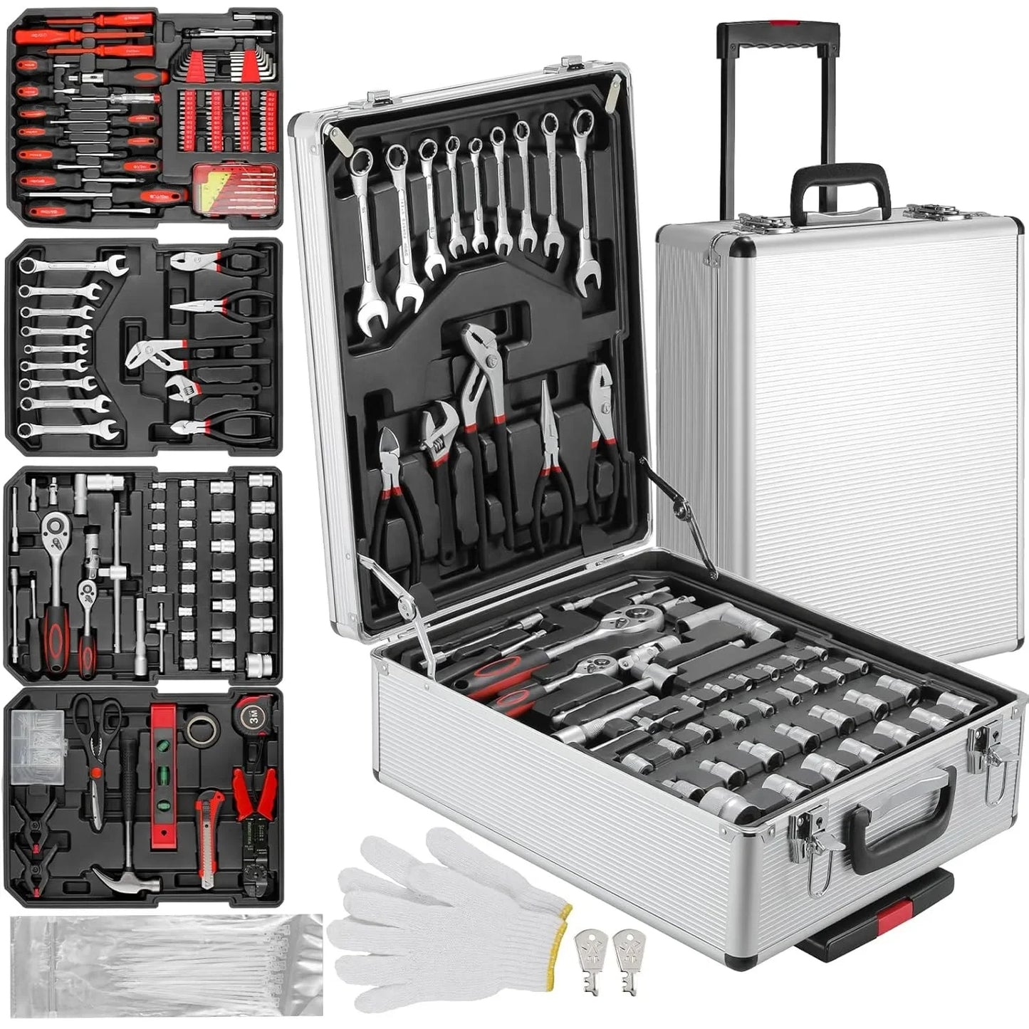 TLGREEN 799 Piece Mechanic Tool Set With Trolley Case Wrenches