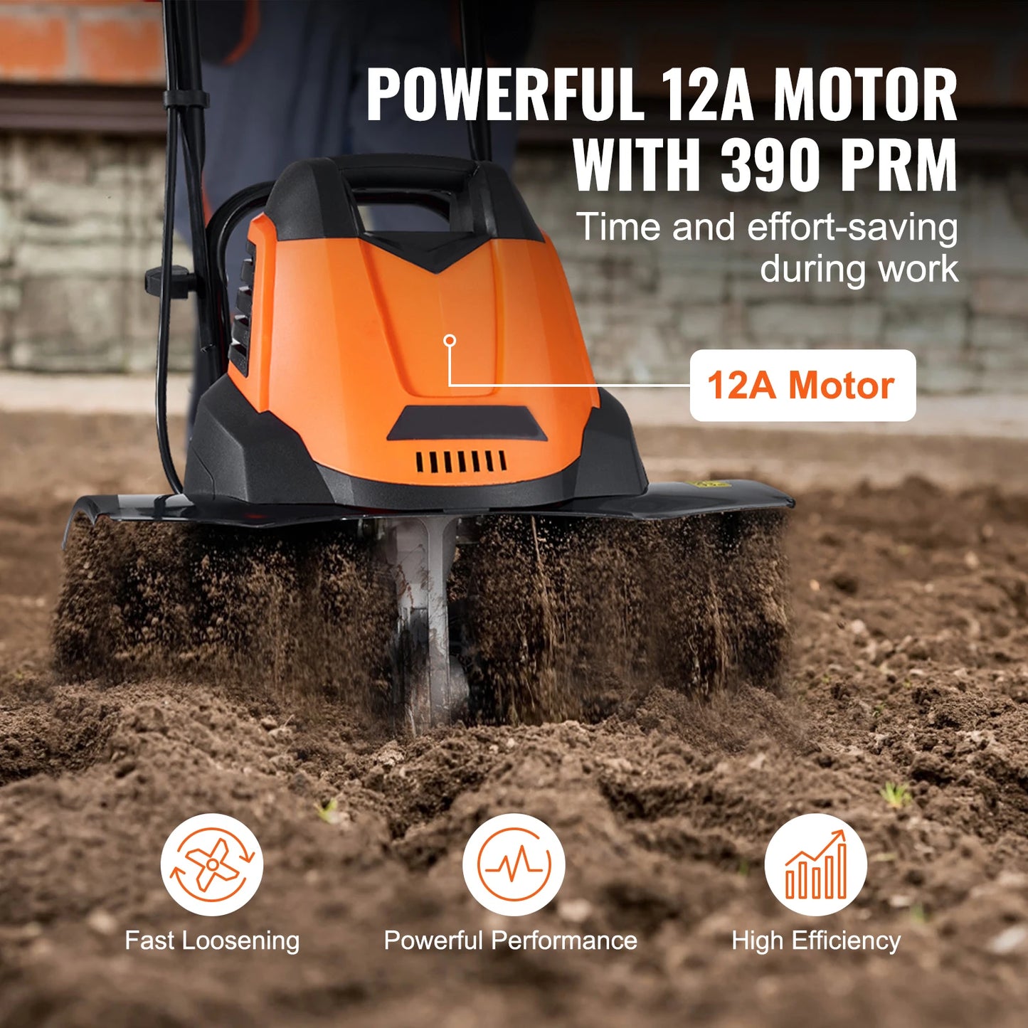SucceBuy 12 Amp Electric Tiller Cultivator With Steel Mn Tines
