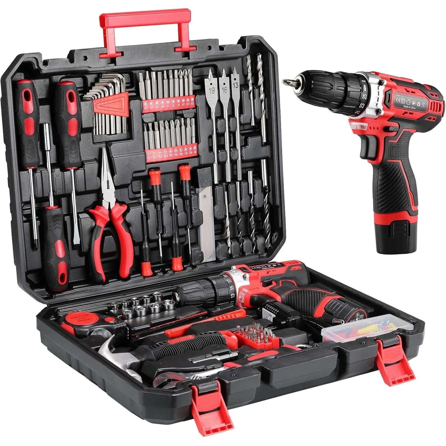 TLGREEN 138 Piece Power Tool Set With 12V Cordless Drill
