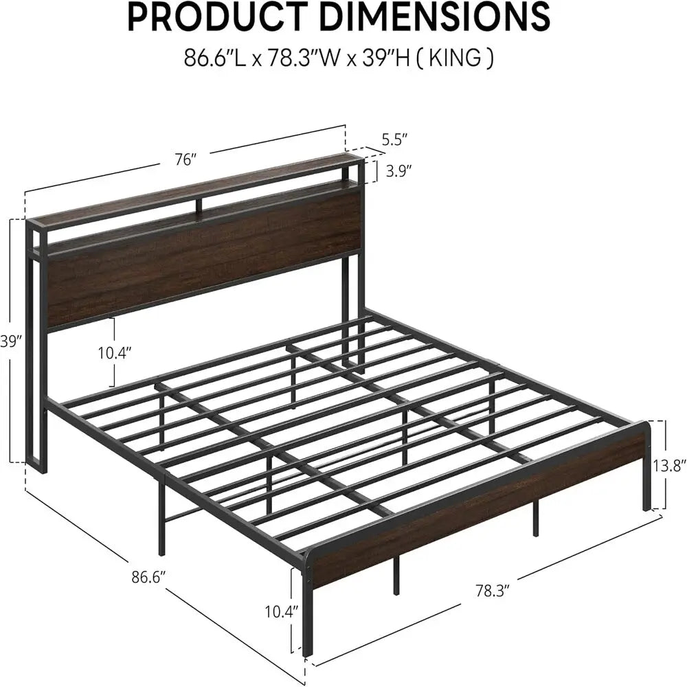 LIKIMIO Bed Frame With Headboard Noise Free Strong Supports