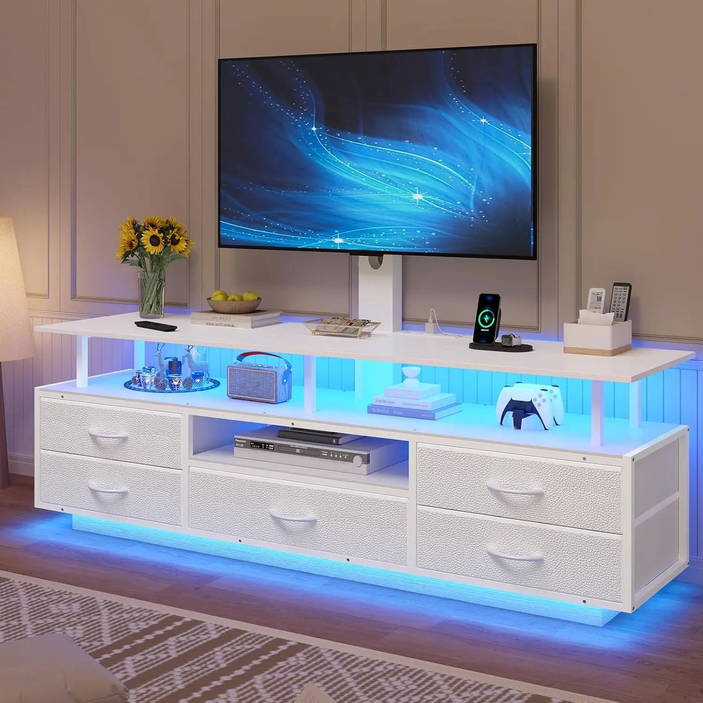TV Stand With Mount Storage And Smart LED Lighting