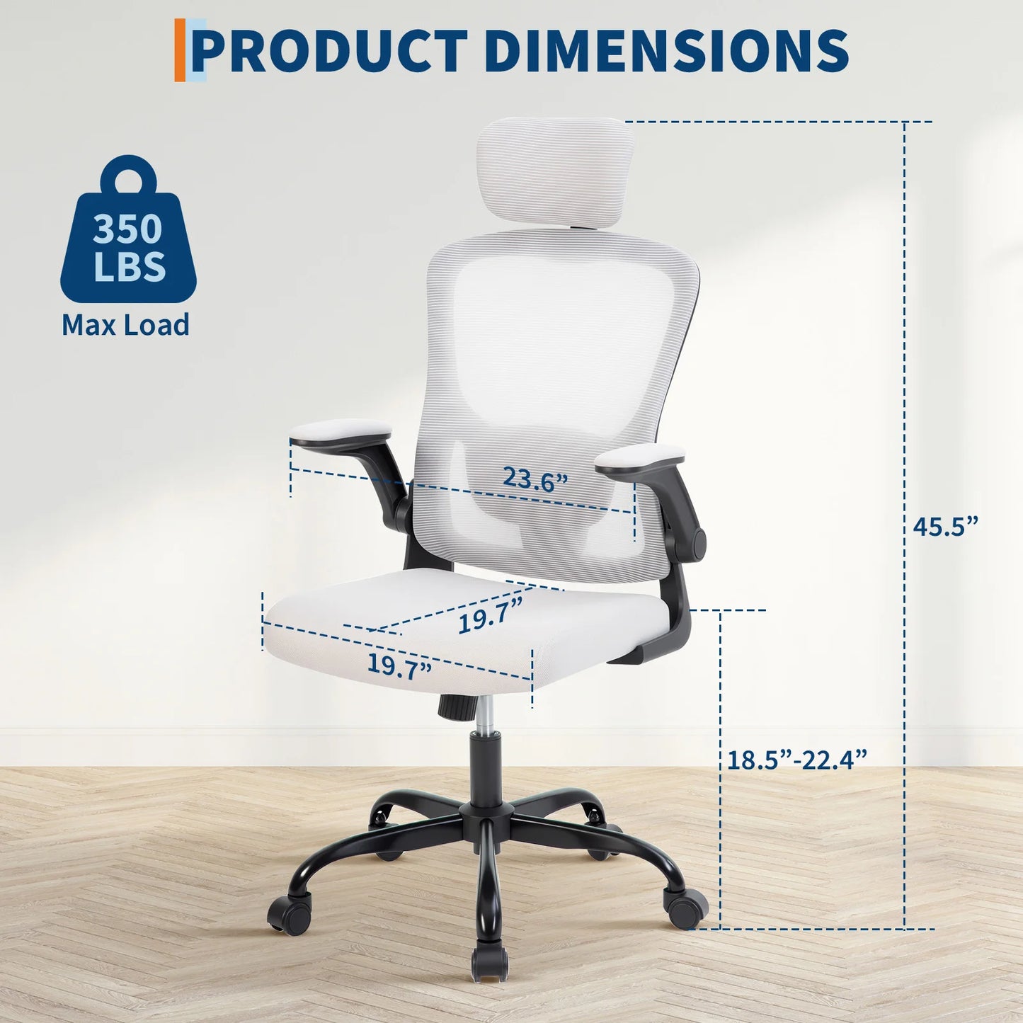 HiMISS Ergonomic High Back Mesh Office Chair With 2D Headrest