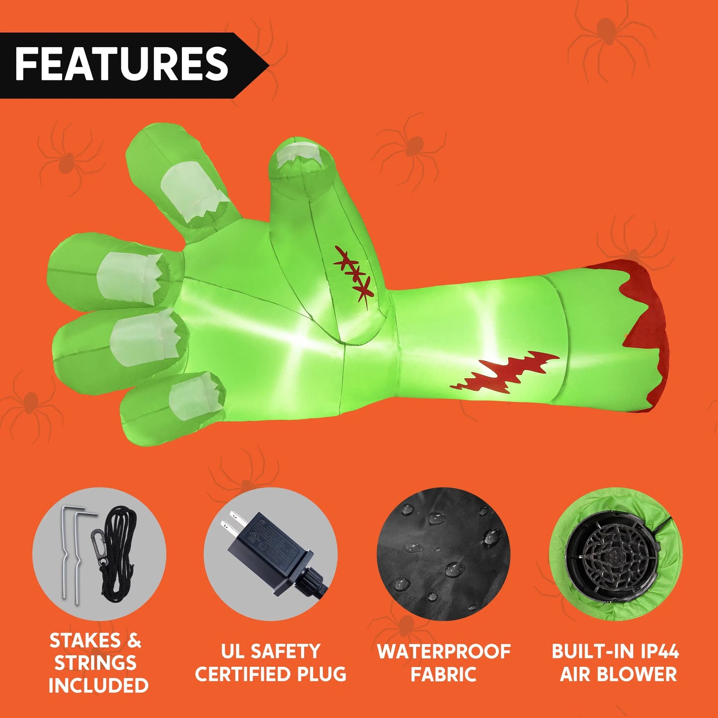 Joyfy Zombie Arm Inflatable With LEDs Outdoor Halloween Decoration