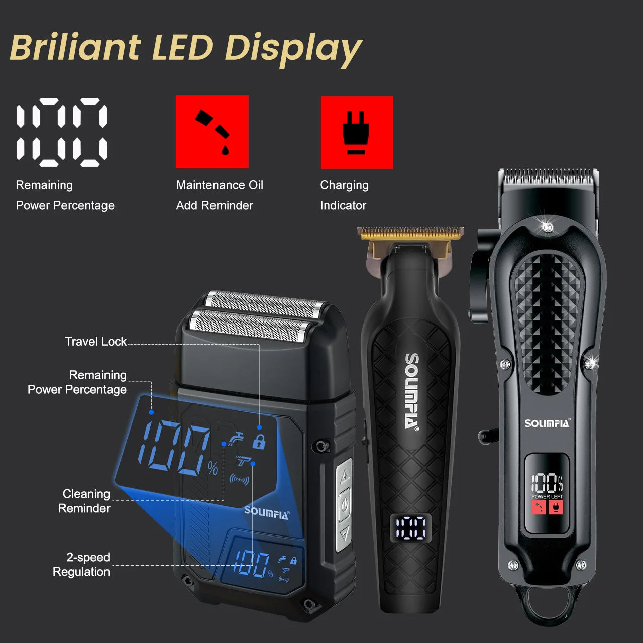 Solimpia Professional Hair Clipper Set Cordless Wet Dry For Men