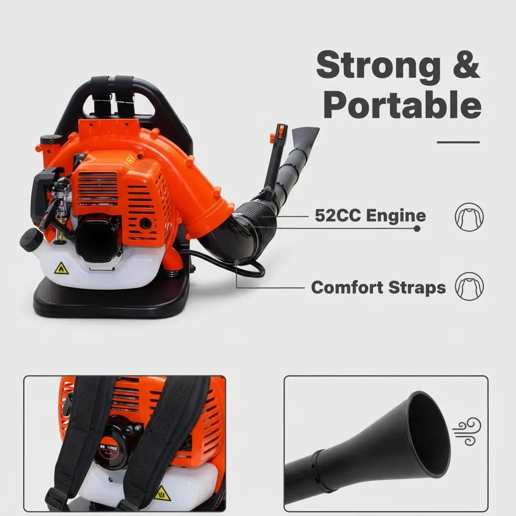 Gas Powered Backpack Leaf Blower With Adjustable 2-Stroke Engine