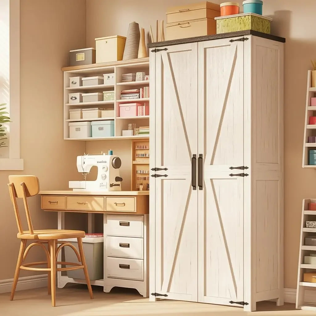 Craft Storage Cabinet With LED Lights Sewing Organizer