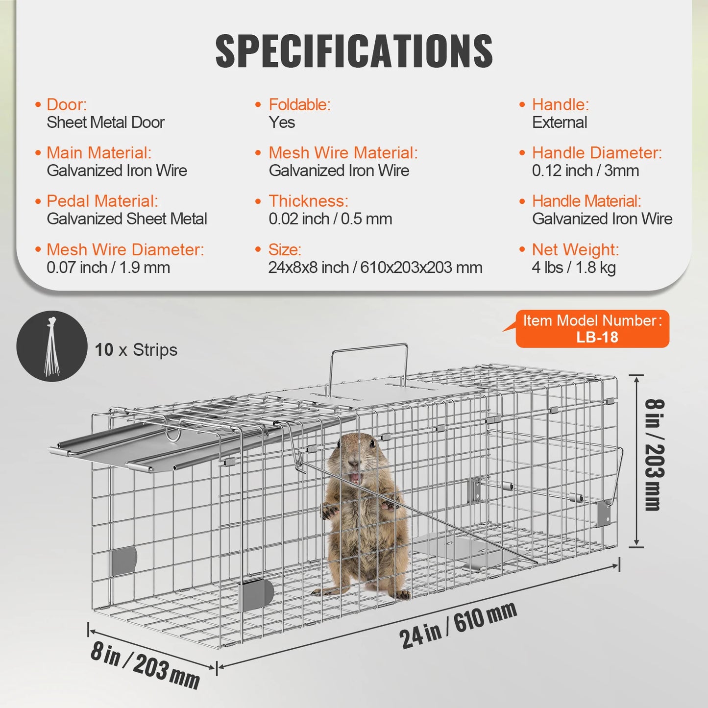 SucceBuy Live Animal Cage Trap With Foldable Handle