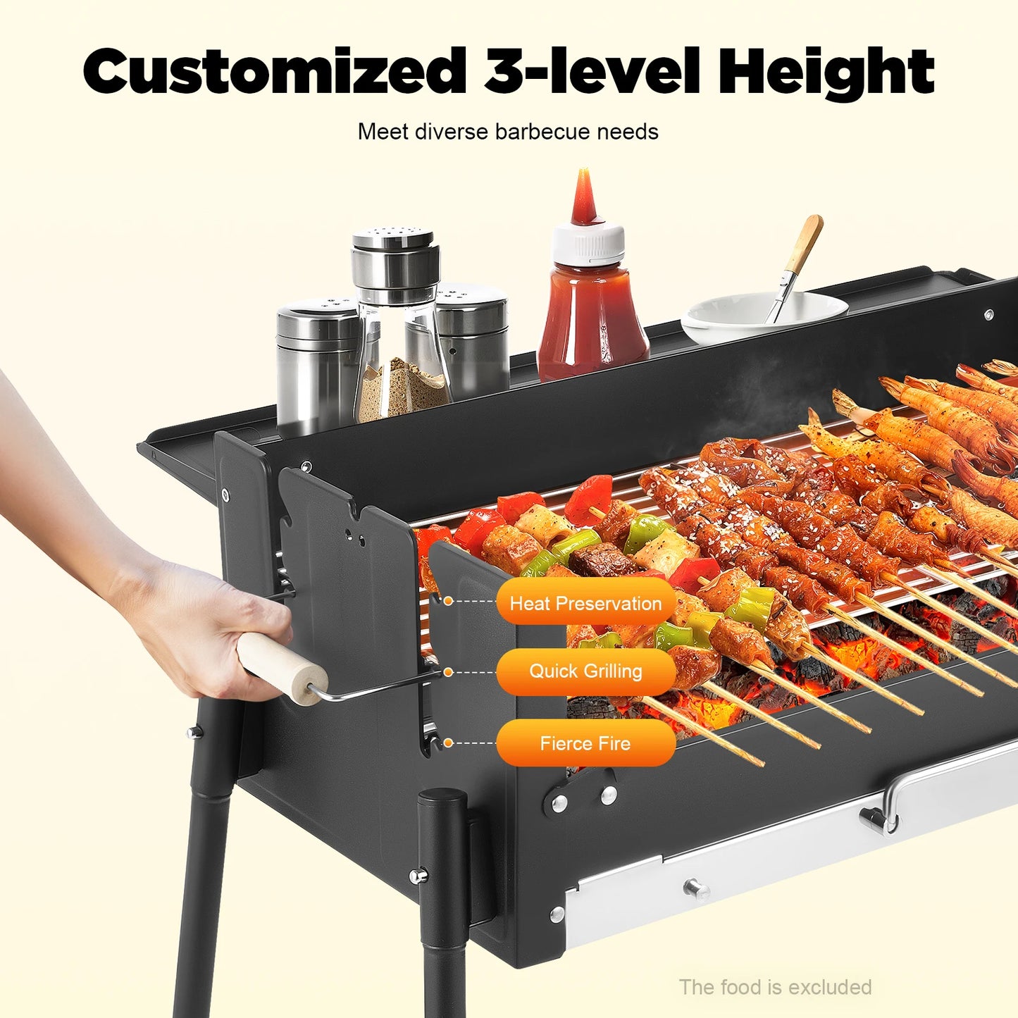 Bymaocar Barbecue Charcoal Grill Foldable Stainless Steel Portable