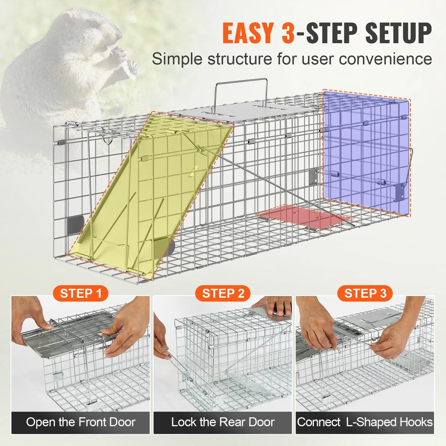 SucceBuy Live Animal Cage Trap With Foldable Handle