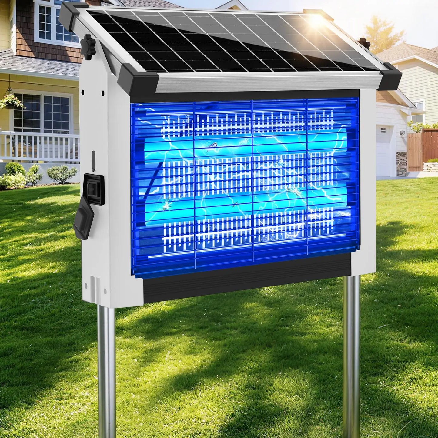 Solar Mosquito Zapper 4500V Outdoor Waterproof With Panel Sensor