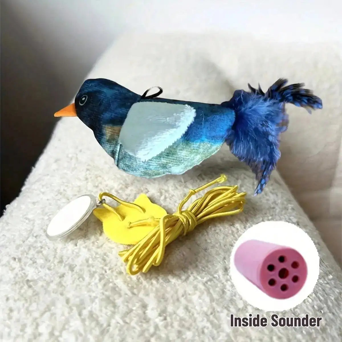 Interactive Cat Toy With Realistic Bird Sounds Battery Free Hanging Soft Plush