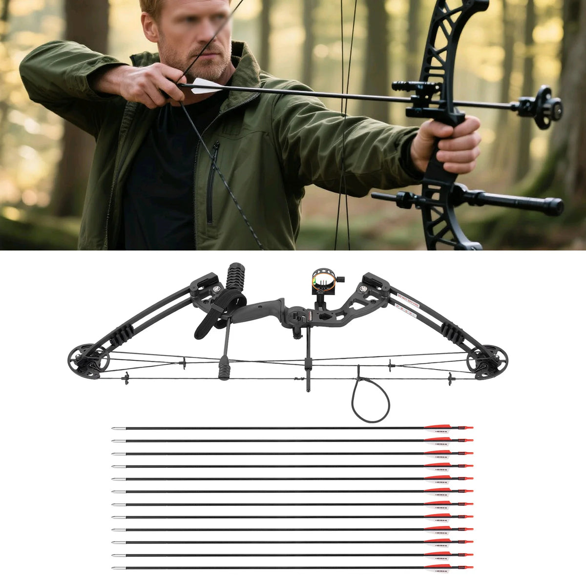 Right Handed Compound Bow Archery Kit With 12 Arrows