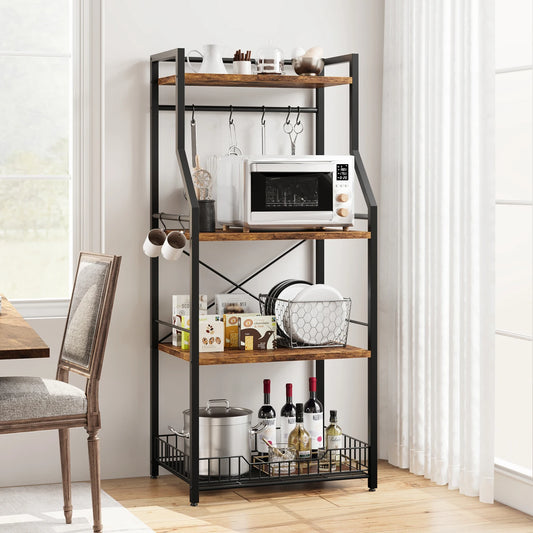 Twister.CK Kitchen Bakers Rack Microwave Oven Stand 4-Tier