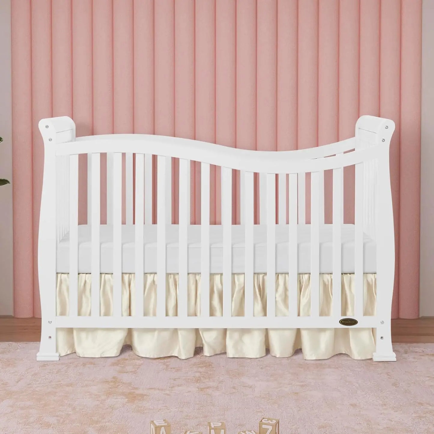 Greenguard Gold Certified 7-in-1 Convertible Baby Crib Sustainable Pinewood