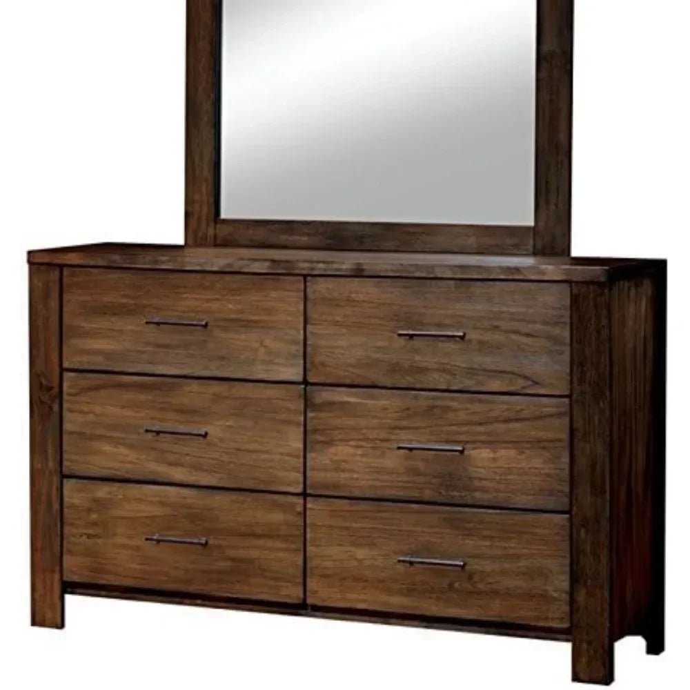 Traditional Oak Finish 6 Piece Bedroom Set Easy Assembly