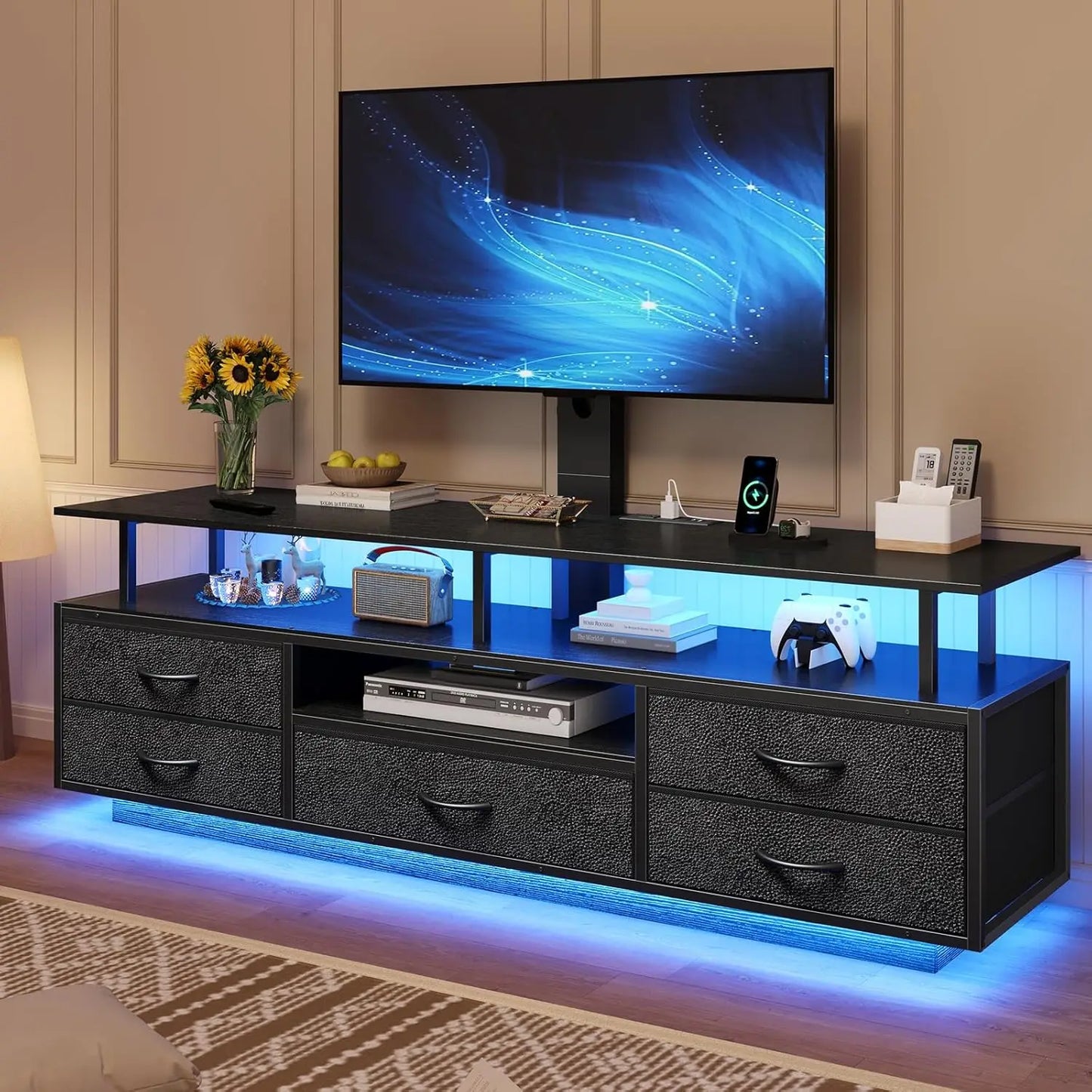TV Stand With Mount Storage And Smart LED Lighting