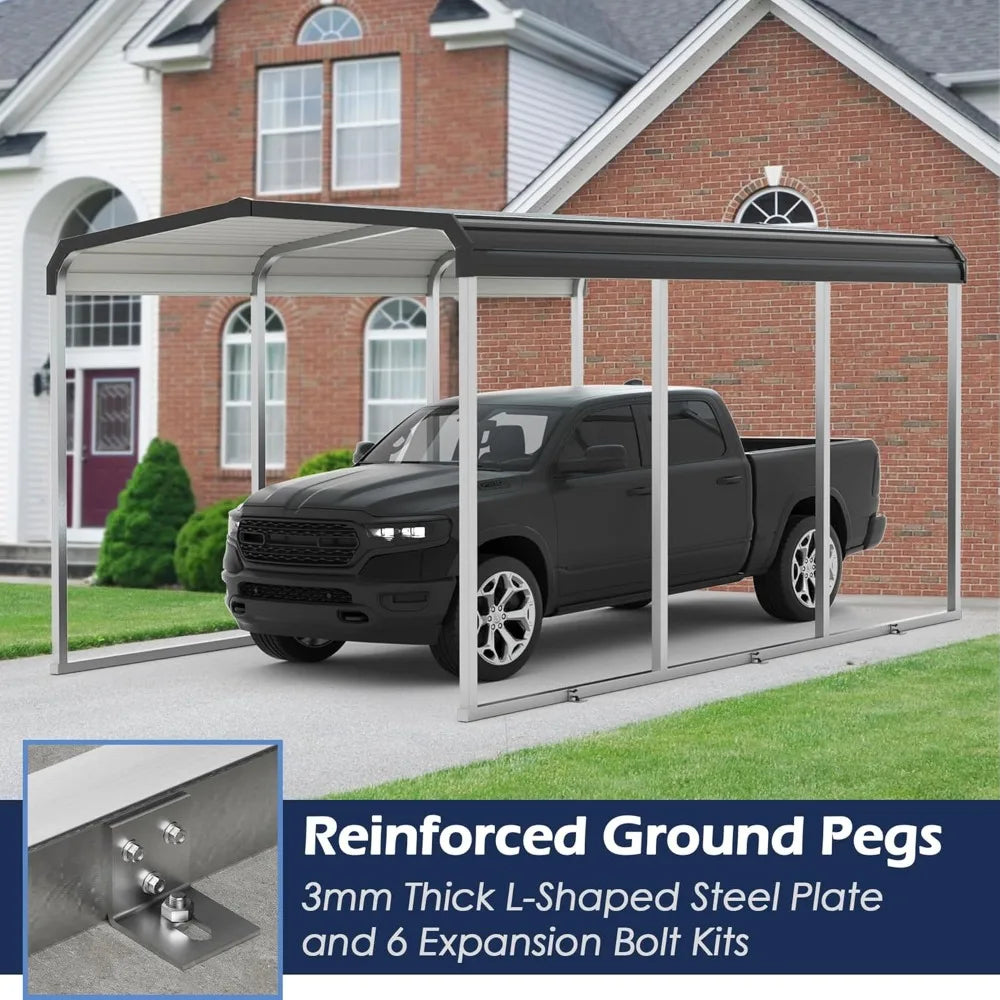 Metal Carport Canopy With Galvanized Steel Frame And Roof