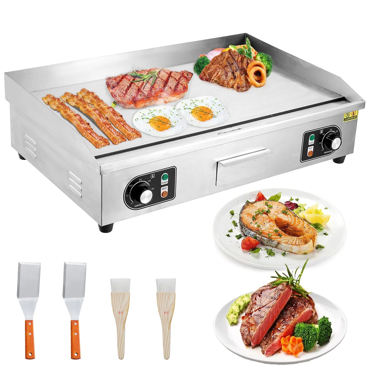 Adoolla 1500W Commercial Electric Grill Non-Stick Teppanyaki Countertop