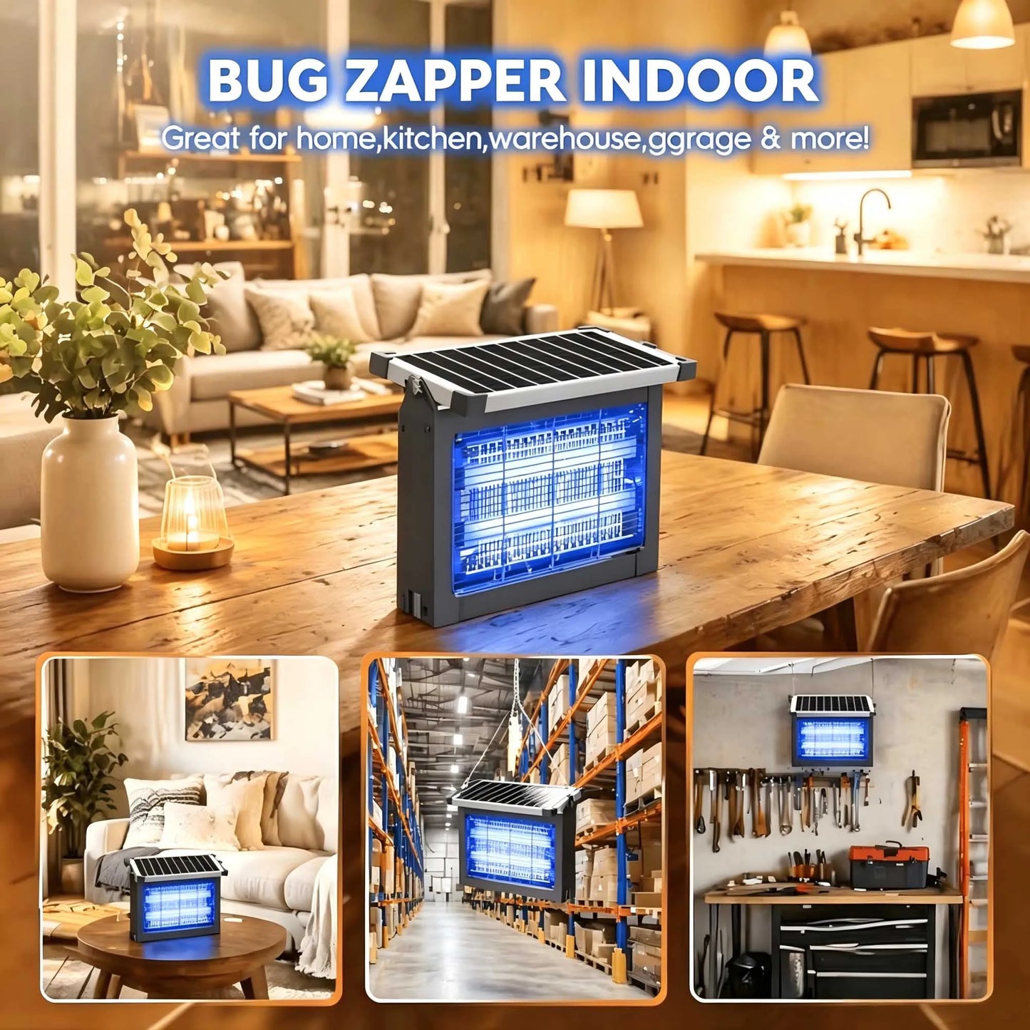 Solar Mosquito Zapper 4500V Outdoor Waterproof With Panel Sensor