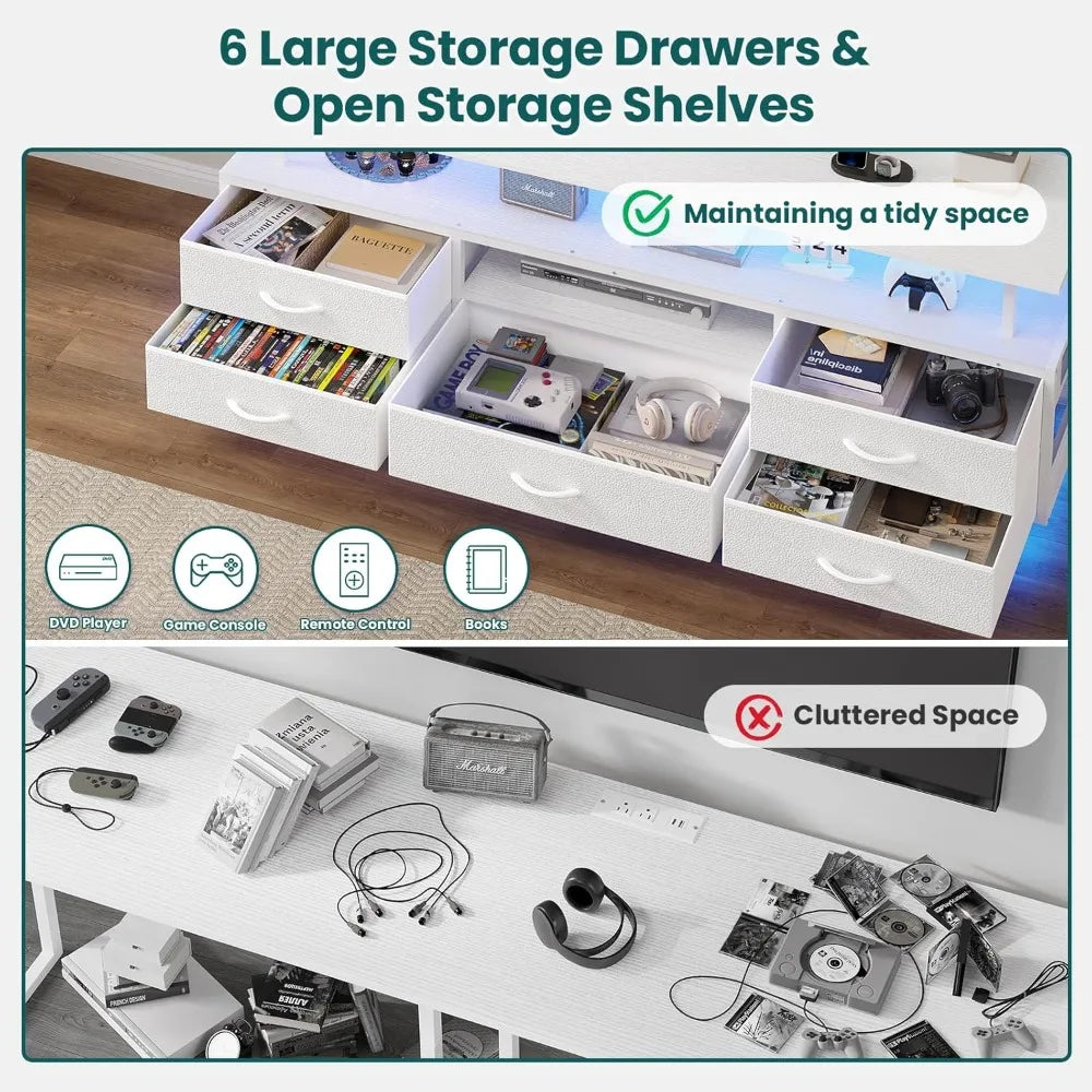 TV Stand With Mount Storage And Smart LED Lighting