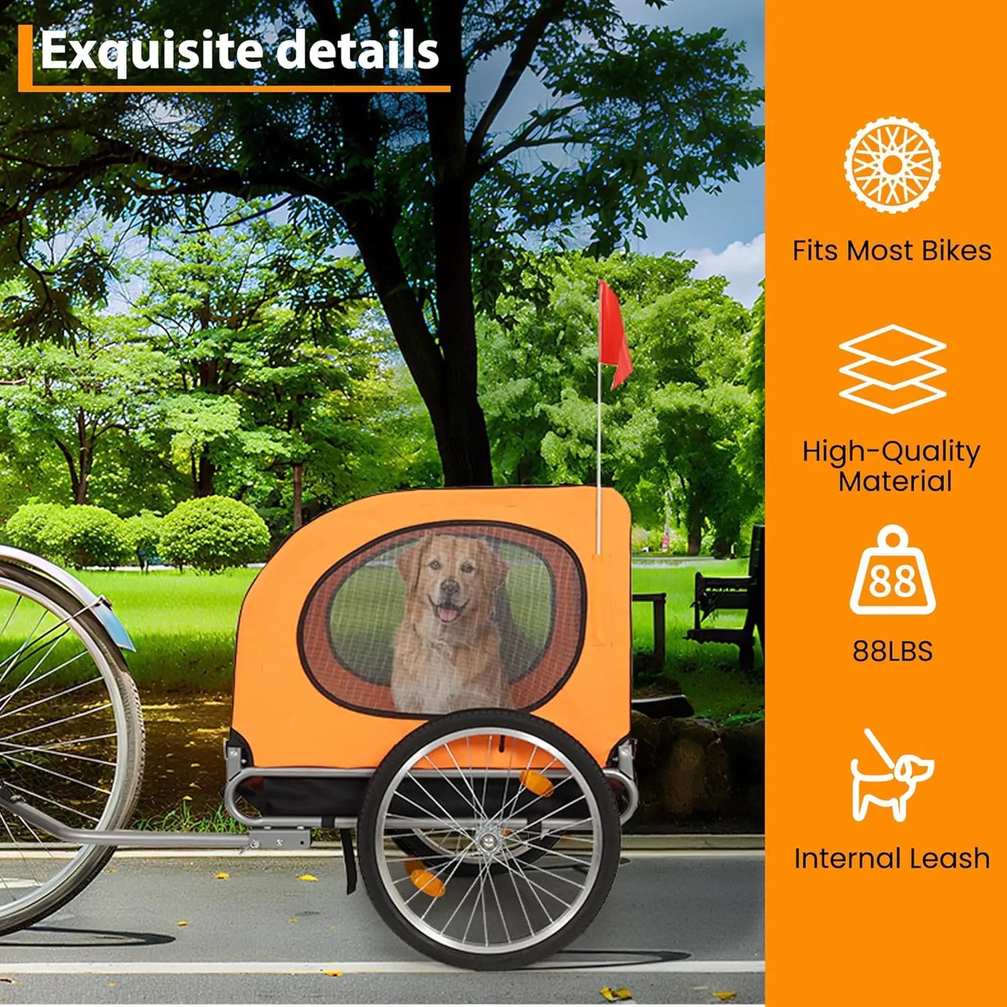 TWISTER.CKB Dog Bike Trailer 88Lbs Capacity Foldable Carrier