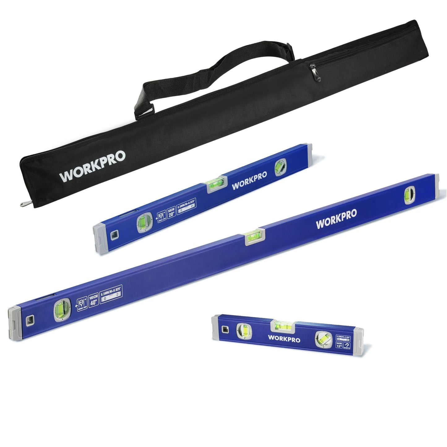 WORKPRO 3-Piece Spirit Level Set With Magnetic Torpedo Levels