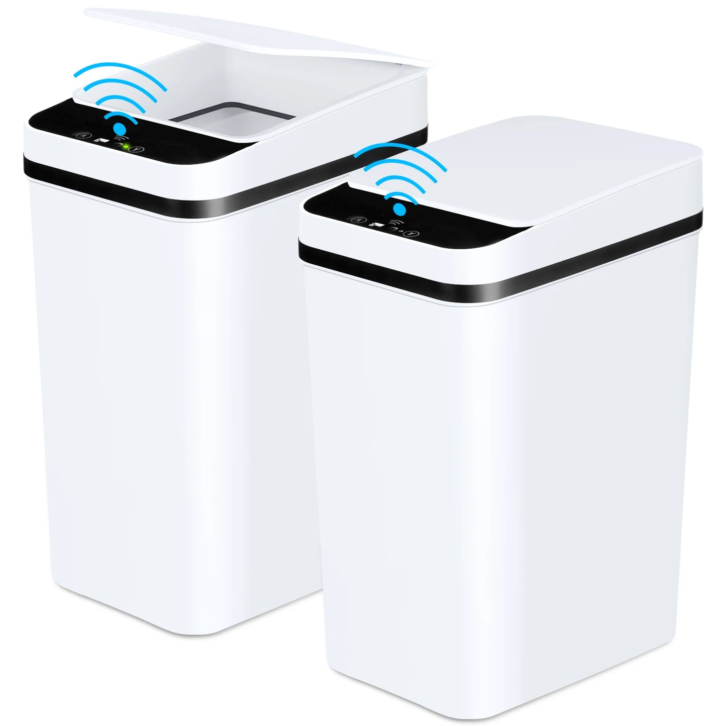 Touchless Bathroom Trash Cans With Lid 2 Pack Slim Design
