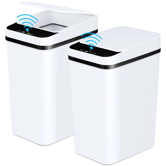 Touchless Bathroom Trash Cans With Lid 2 Pack Slim Design