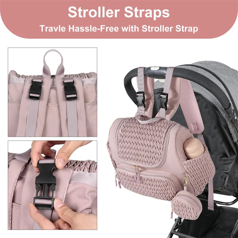 Mommy Diaper Bag Stroller Organizer With Insulated Pocket Changing Pad Travel