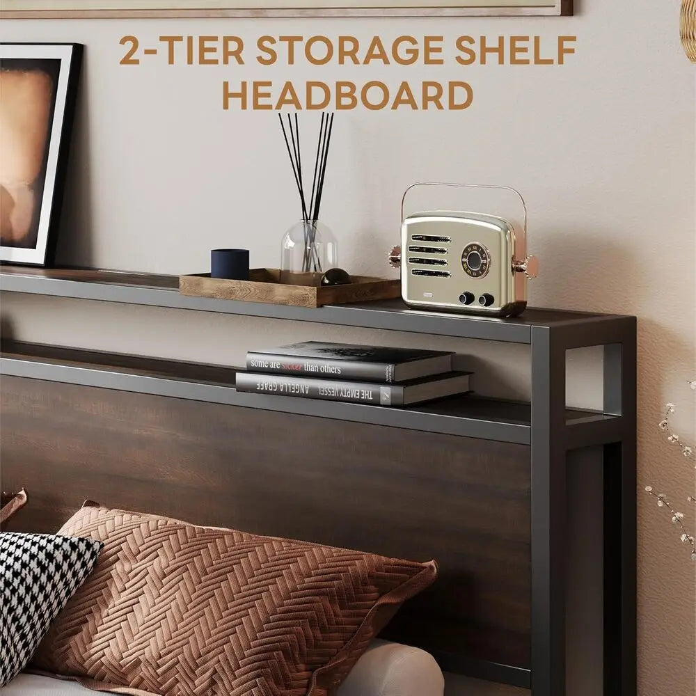 LIKIMIO Bed Frame With Headboard Noise Free Strong Supports
