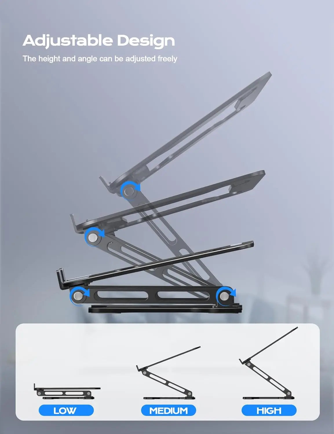 Adjustable Metal Laptop Stand Foldable Ventilated Riser