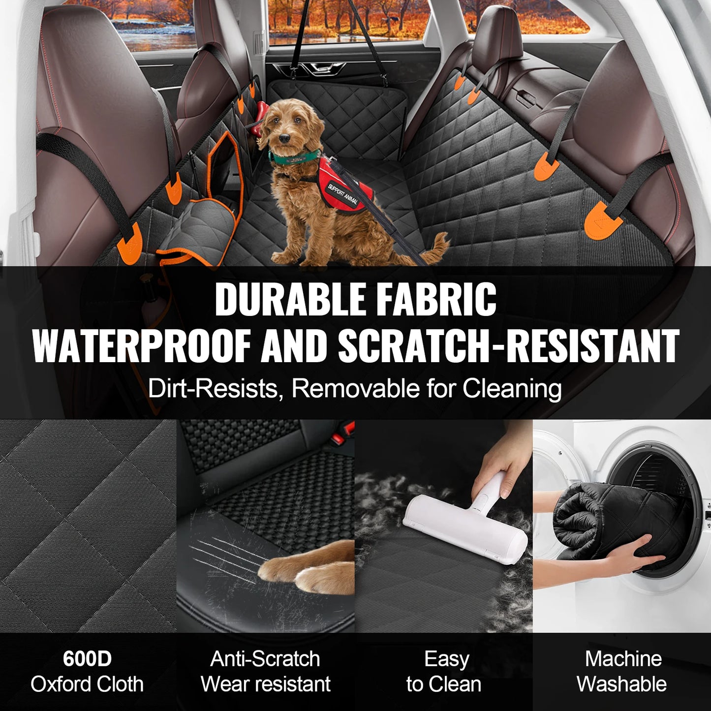SucceBuy Waterproof 600D Dog Car Seat Cover With Mesh Window And Storage