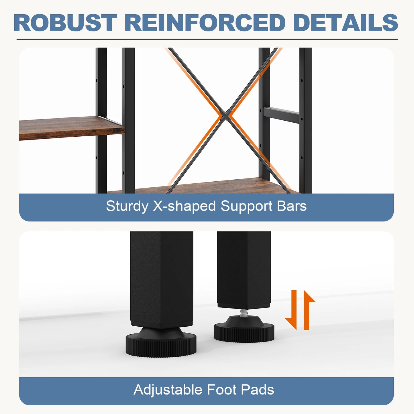 JHK 4 Tier Wide Display Bookshelf With Adjustable Shelves