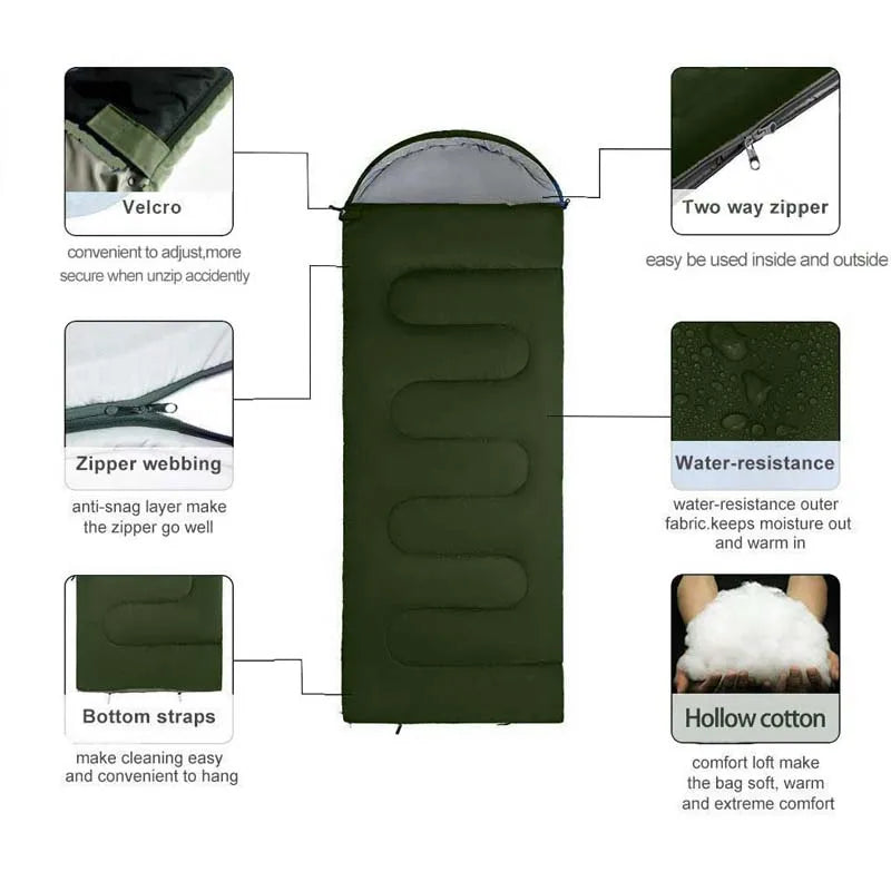 Camping Sleeping Bag Lightweight Four Season Mummy Cotton Backpacking