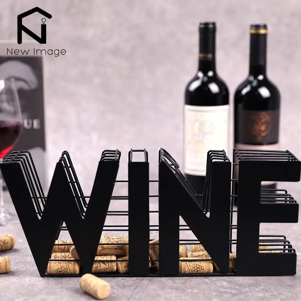 NEWIMAGE Modern Wine Cork Holder Rack for Kitchen Countertop Decor