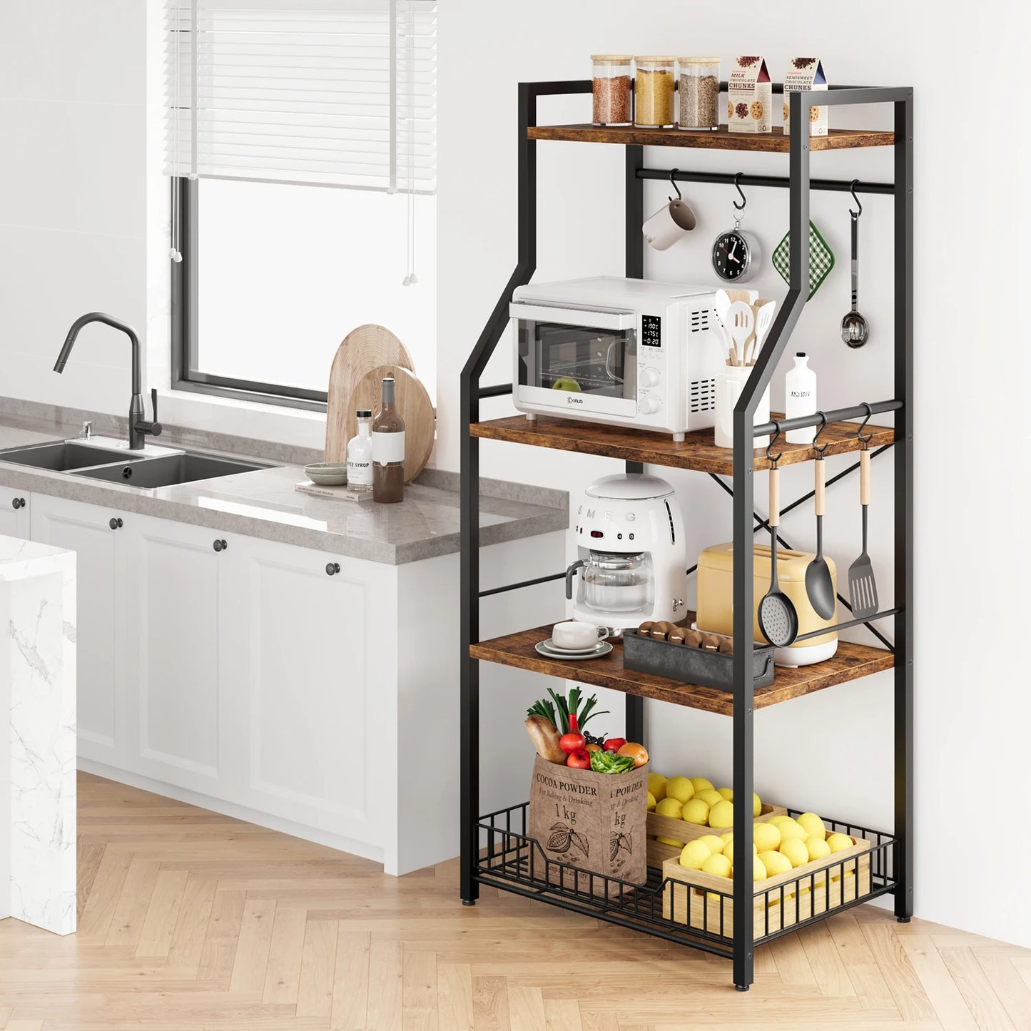 Twister.CK Kitchen Bakers Rack Microwave Oven Stand 4-Tier