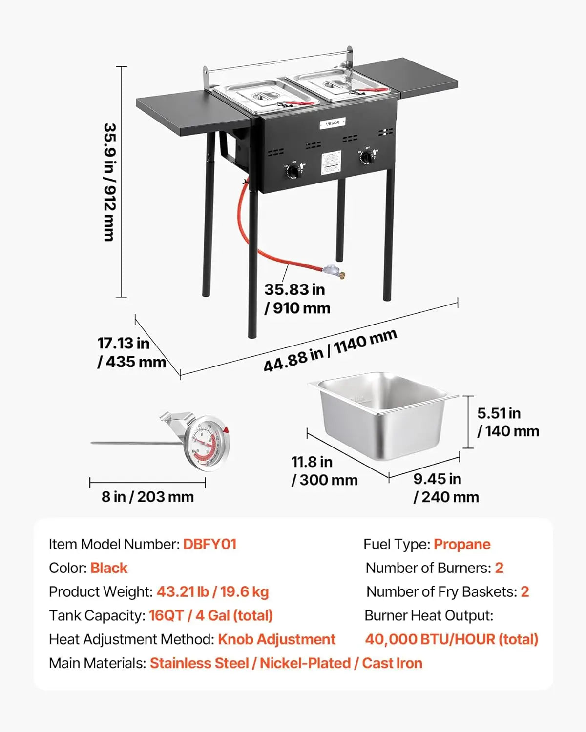 XMSJ Outdoor Propane Fryer Dual Tank Dual Basket For Restaurants